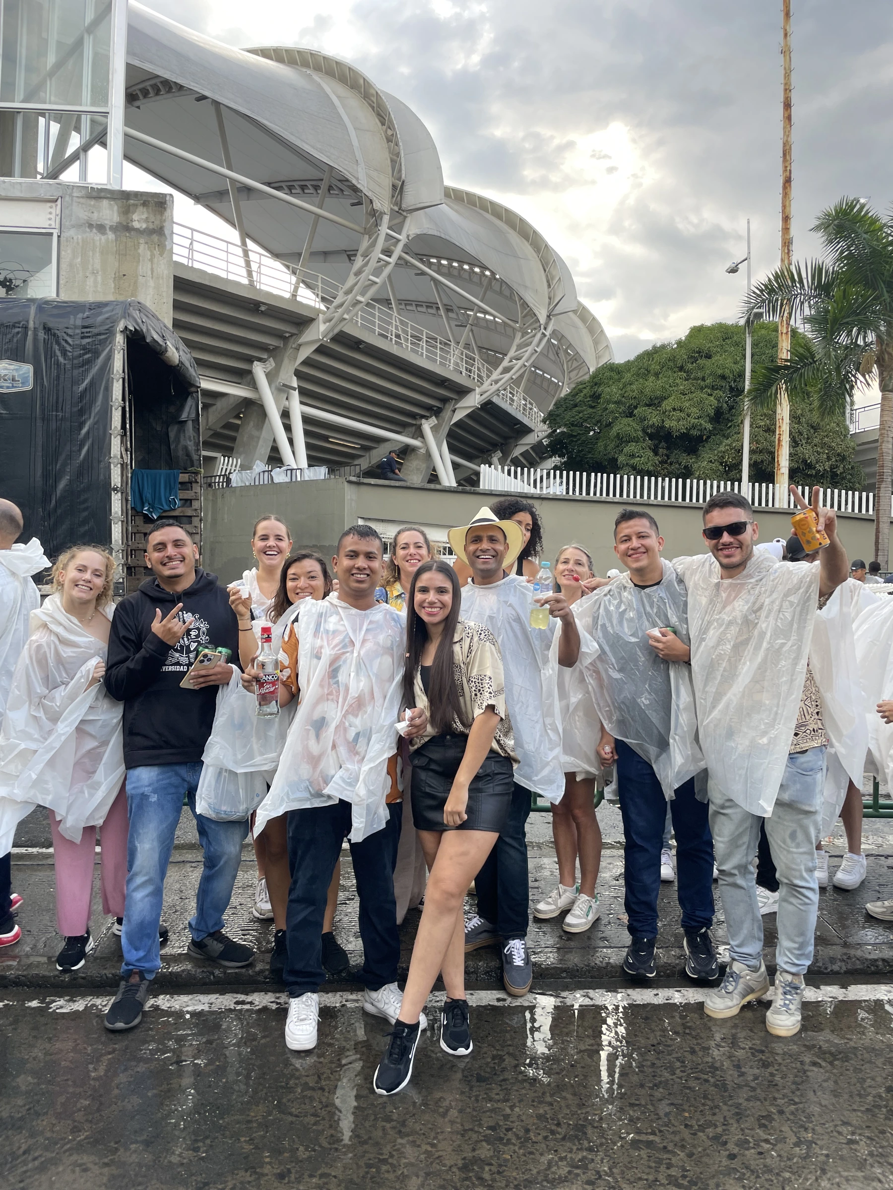 Group at Feria de Cali 2023 in white outfits.