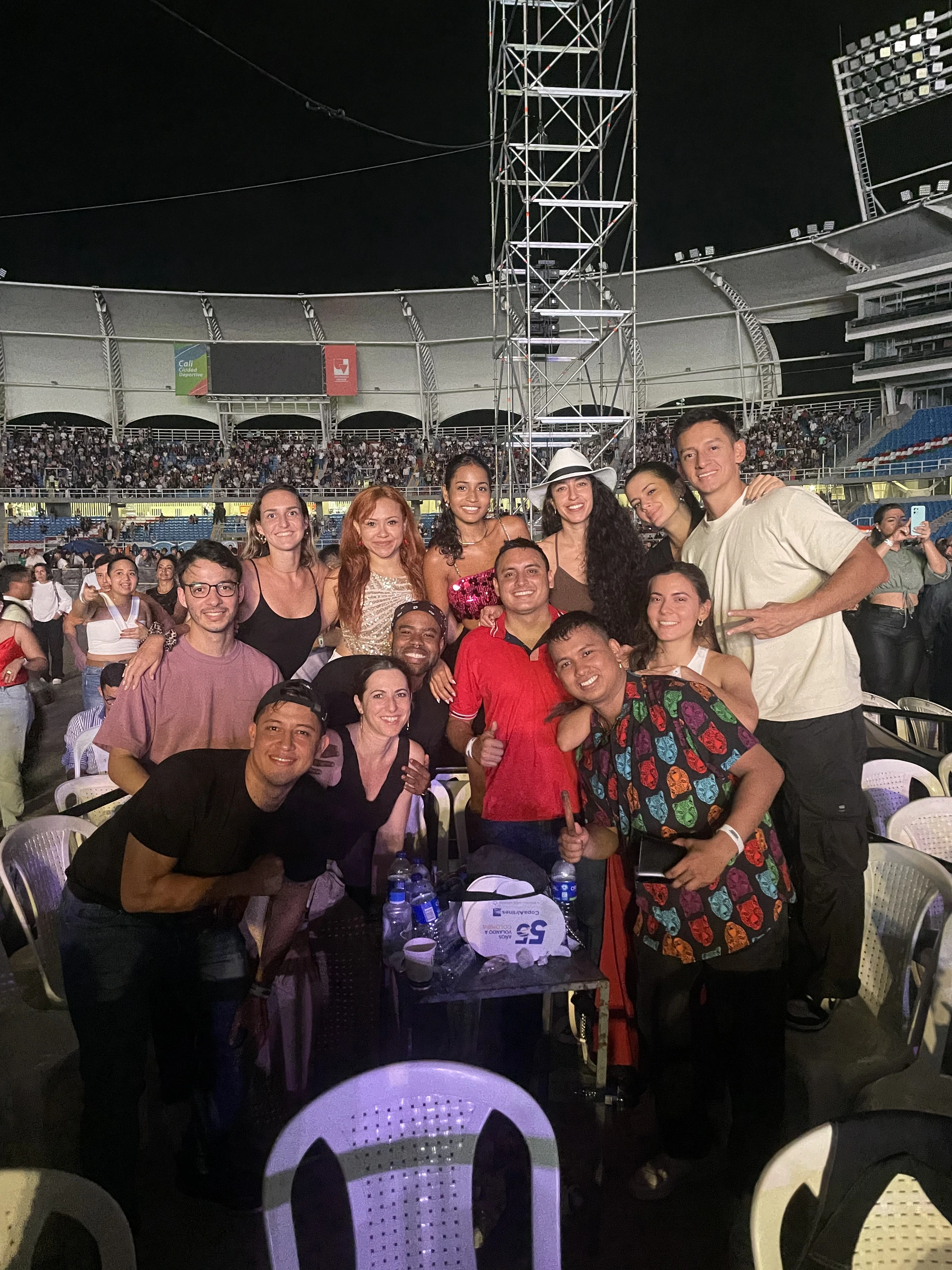 Group at a live music night during Feria de Cali 2024.